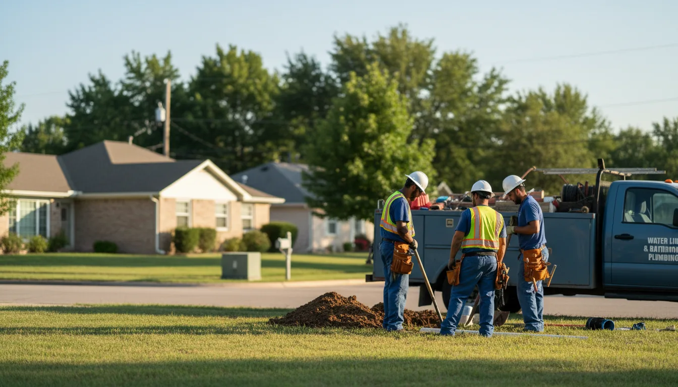 Residential water line and bathroom plumbing service in Oakwood, OK